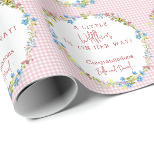 Kleine Wildblume ist auf dem Weg Baby Shower Geschenkpapier