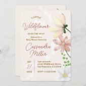 Kleine Wildblume ist auf dem Weg zur Babydusche Einladung (Vorne/Hinten)