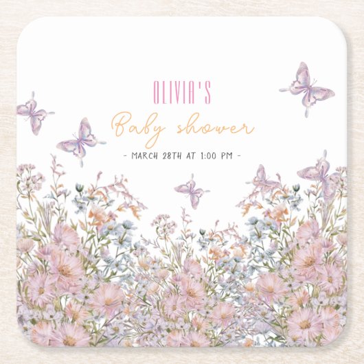 Kleine Wildblume ist in Blütendusche #2 Rechteckiger Pappuntersetzer (Vorderseite)