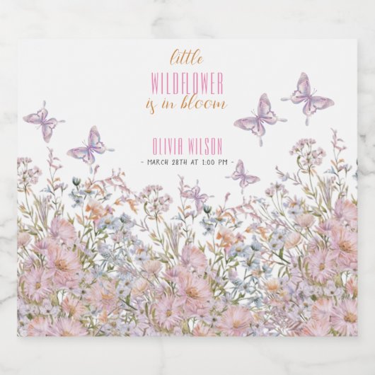 Kleine Wildblume ist in Blütendusche #3 Schaumweinetikett (Einzelnes Label)