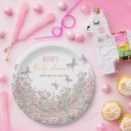 Kleine Wildblume ist in Blütendusche #4 Pappteller (Party)