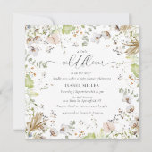 Kleine Wildblume-Kalligrafie-Kinderdusche Einladung (Vorderseite)