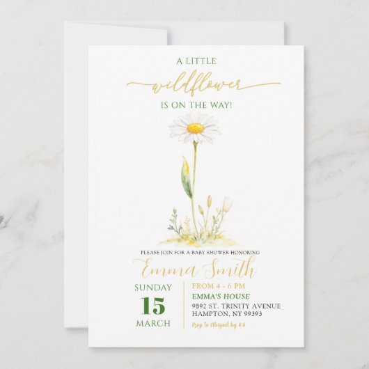 Kleine Wildblume Kinderdusche Einladung (Vorderseite)