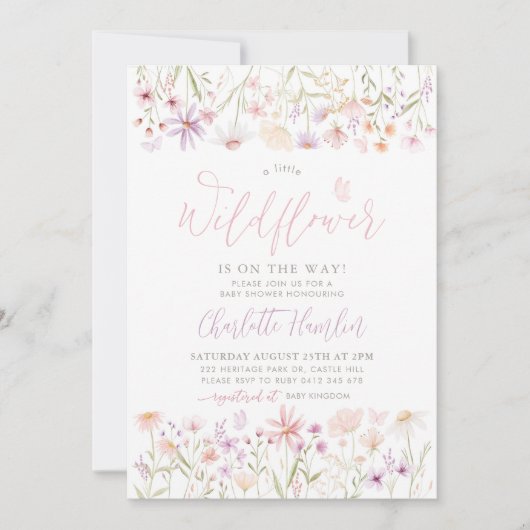 Kleine Wildblume Kinderdusche Einladung (Vorderseite)