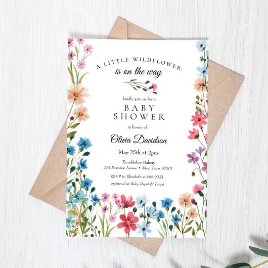 Kleine Wildblume Kinderdusche Einladung
