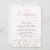 Kleine Wildblume Kindermädchendusche Delikatrosa Einladung (Vorderseite)