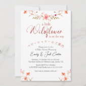 Kleine Wildblume Kindermädchendusche Red Watercolo Einladung (Vorderseite)