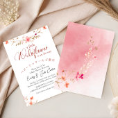 Kleine Wildblume Kindermädchendusche Red Watercolo Einladung