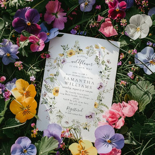 Kleine Wildblume Lila Floral Baby Girl Dusche Einladung