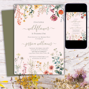 Kleine Wildblume macht einen Hübschen 1. Geburtsta Einladung