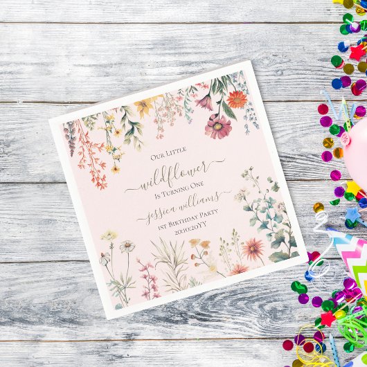Kleine Wildblume macht einen Hübschen 1. Geburtsta Serviette