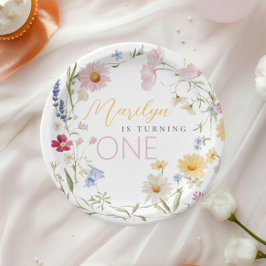 Kleine Wildblume Mädchen einen Geburtstag Pappteller