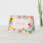 Kleine Wildblume Mama auf Bee Baby Dusche Dankeskarte (Vorderseite)