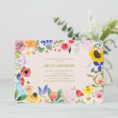 Kleine Wildblume Mama auf Bee Baby Dusche Einladung (Stehend Vorderseite)