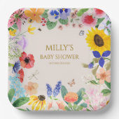Kleine Wildblume Mama auf Bee Baby Dusche Pappteller (Vorderseite)