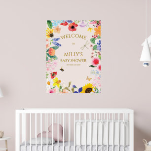 Kleine Wildblume Mama auf Bee Baby Dusche Willkomm Poster