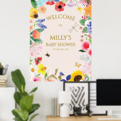 Kleine Wildblume Mama auf Bee Baby Dusche Willkomm Poster (Heimbüro)