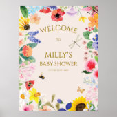 Kleine Wildblume Mama auf Bee Baby Dusche Willkomm Poster (Vorne)