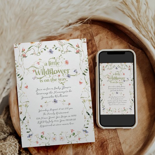 Kleine Wildblume Moderne Blütendusche Einladung