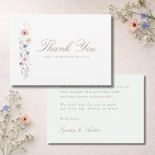 Kleine Wildblume Neutrale Babyparty Floral Dankeskarte