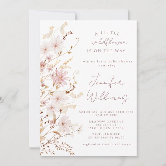 Kleine Wildblume niedliche Babydusche Einladung (Vorderseite)