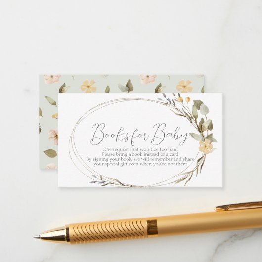 Kleine Wildblume Oval Babydusche Anfrage Begleitkarte (Vorderseite/Rückseite Beispiel)