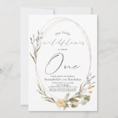 Kleine Wildblume Oval Girl 1. Geburtstag Einladung (Vorderseite)