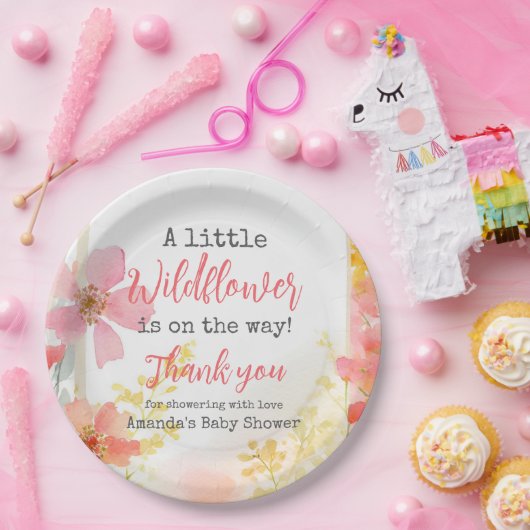 Kleine Wildblume Peach Blume Floral Baby Dusche Pappteller (Party)