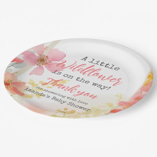 Kleine Wildblume Peach Blume Floral Baby Dusche Pappteller (Schrägansicht)