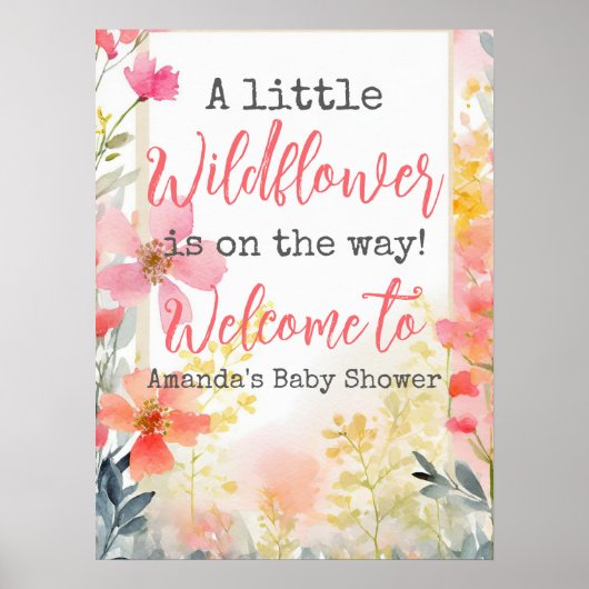 Kleine Wildblume Peach Blume Floral Baby Dusche Poster (Vorne)