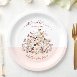 Kleine Wildblume Pink Babydusche Papier Teller