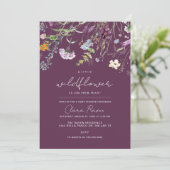 Kleine Wildblume Plum Lila Blumenspülung Einladung (Stehend Vorderseite)