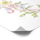 Kleine Wildblume Rosa Bow Babydusche Empfang Poster (Ecke)