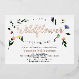Kleine Wildblume Rose Gold Floral Baby Dusche Folieneinladung