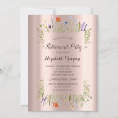 Kleine Wildblume Rose Goldene Rente Einladung (Vorderseite)