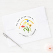 Kleine Wildblume Rücksendeadresse Runder Aufkleber (Umschlag)