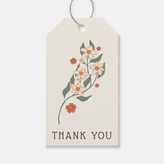 Kleine Wildblume Rustic Boho Babydusche Geschenkanhänger (Vorderseite)