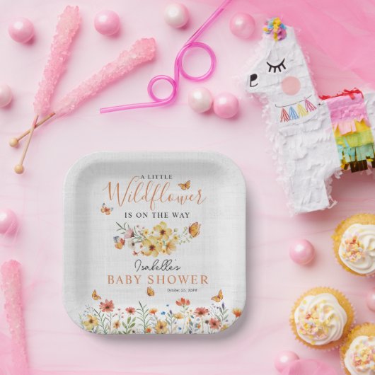 Kleine Wildblume Rustikale Wildblumen Kinderdusche Pappteller (Party)