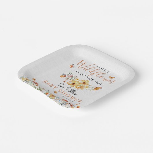 Kleine Wildblume Rustikale Wildblumen Kinderdusche Pappteller (Gewinkelt)