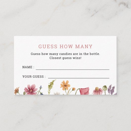 Kleine Wildblume schätzt wie viele Spiele Begleitkarte (Vorderseite)