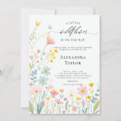 Kleine Wildblume Script Pastels Baby Girl Shower Einladung (Vorderseite)