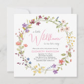 Kleine Wildblume Wasserfarbe Pink Kinderdusche Einladung (Vorderseite)