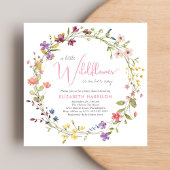 Kleine Wildblume Wasserfarbe Pink Kinderdusche Einladung