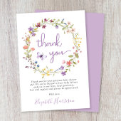 Kleine Wildblume Watercolor Kindermädchendusche Dankeskarte