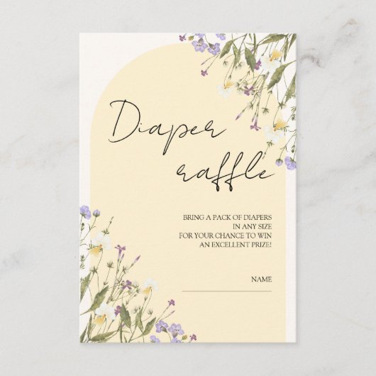 Kleine Wildblume Windeln Raffle Babydusche Begleitkarte (Vorderseite)