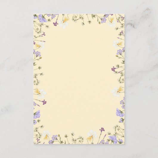 Kleine Wildblume Windeln Raffle Babydusche Begleitkarte (Rückseite)