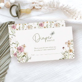 Kleine Wildblume Windeln Raffle Girl Babydusche Begleitkarte