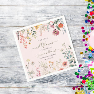 Kleine Wildblume wird ein Jahr alt Hübscher 1. Geb Serviette