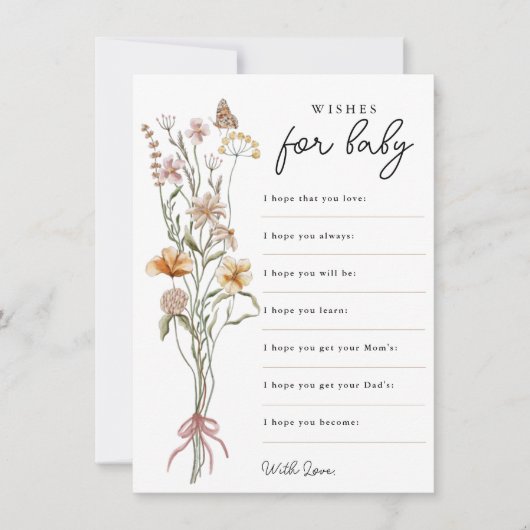 Kleine Wildblume wünscht Baby Shower Game Einladung (Vorderseite)