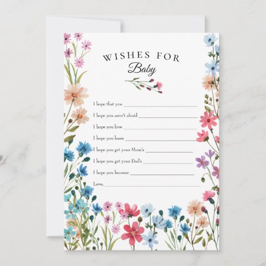 Kleine Wildblume wünscht sich Baby Keepake Card Einladung (Vorderseite)